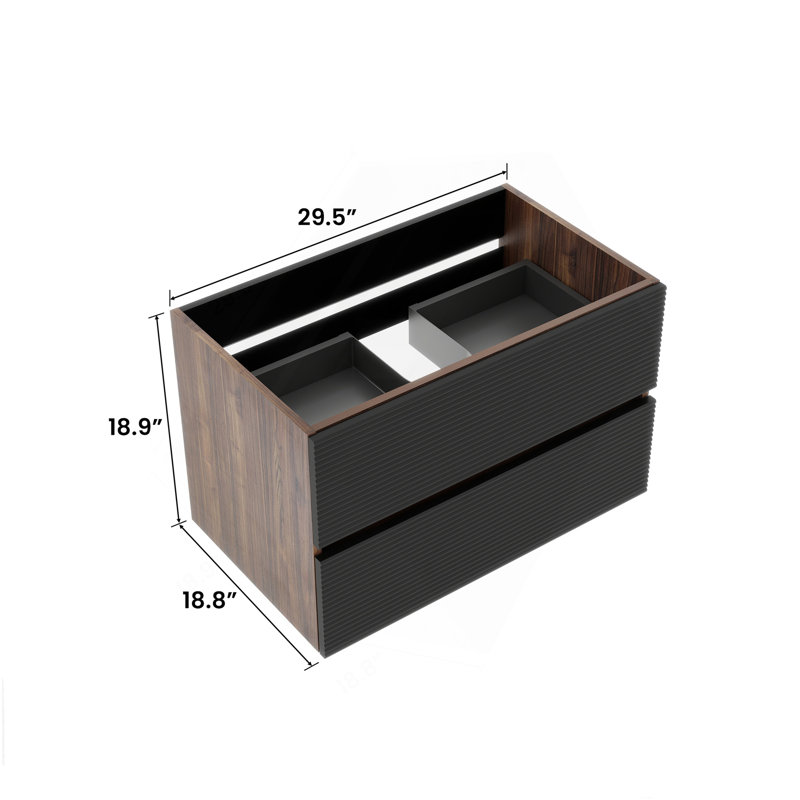 Meuble-lavabo mural Grace, H 18,91 po x l 30 po x P 17,93 po, Noir