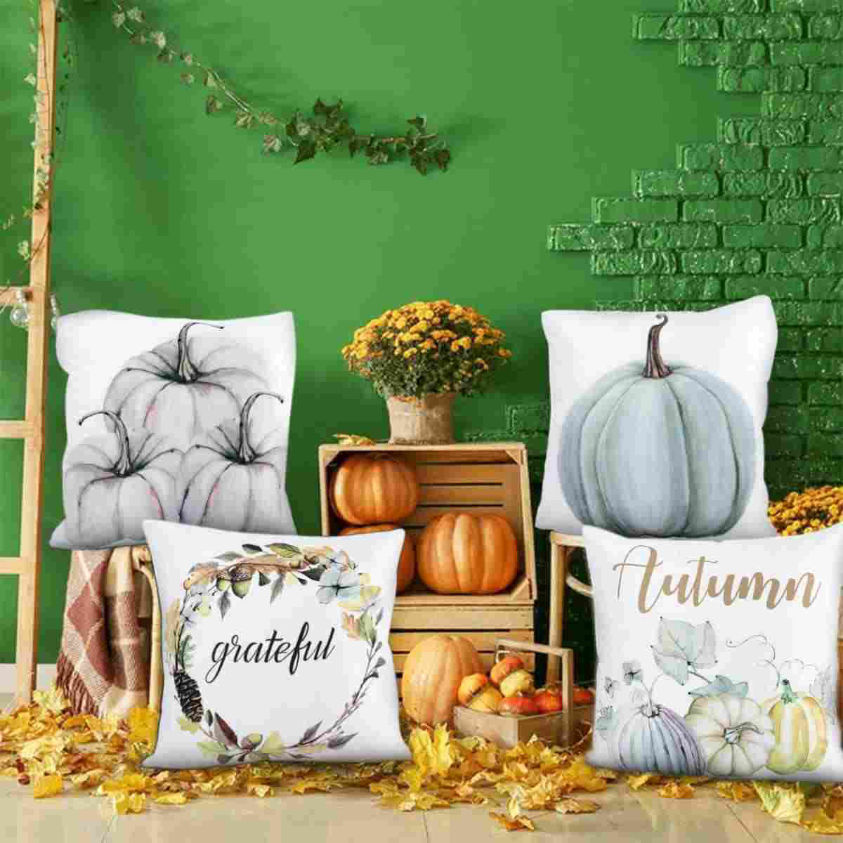 Gracie Oaks Yema Fall Pumpkin Throw Pillow Cover & Reviews