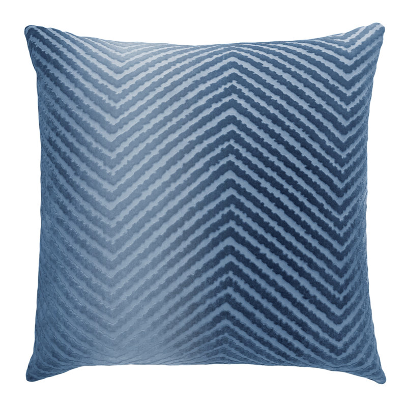 Chevron Velvet Pillow Cover & Insert, Denim, 20"H x 20"W