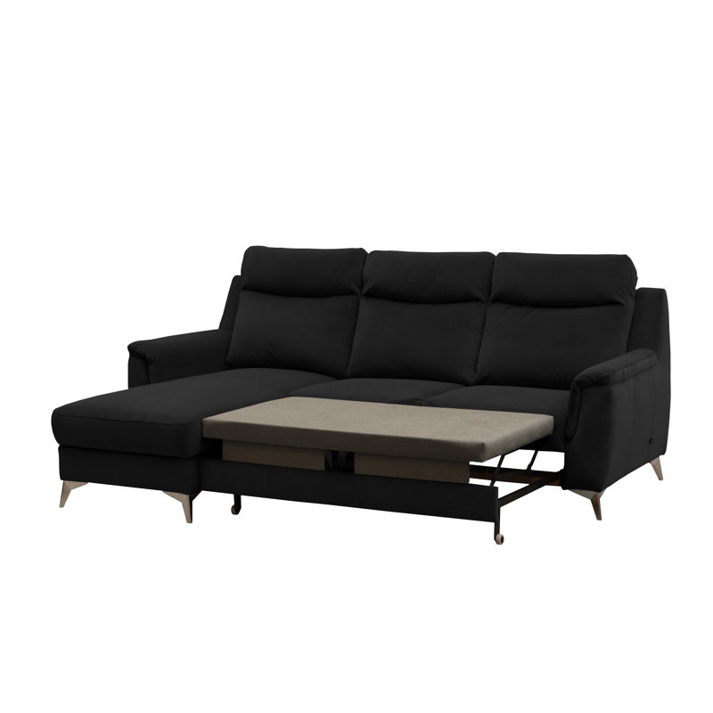 Izola 3 Seater Velvet Sofa Bed, Left Hand Facing, Black