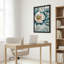 Tableau sur toile à motifs floraux turquoise et crème avec accents dorés-1215231752
