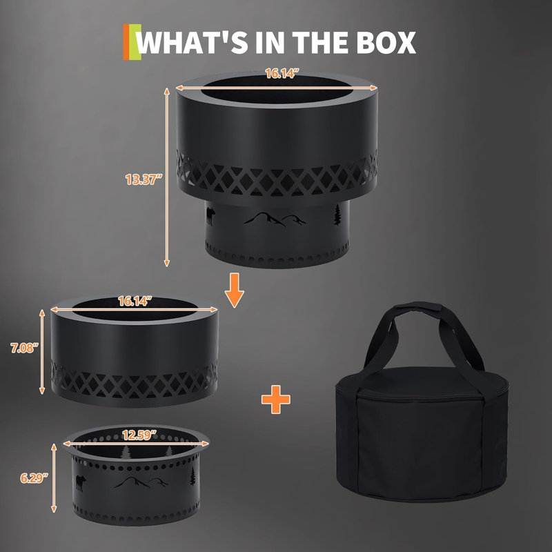 Smokeless Fire Pit Wood Burning Firepit Table - Removable Ash Pan & Dust Bag Included - Outdoor Fireplace