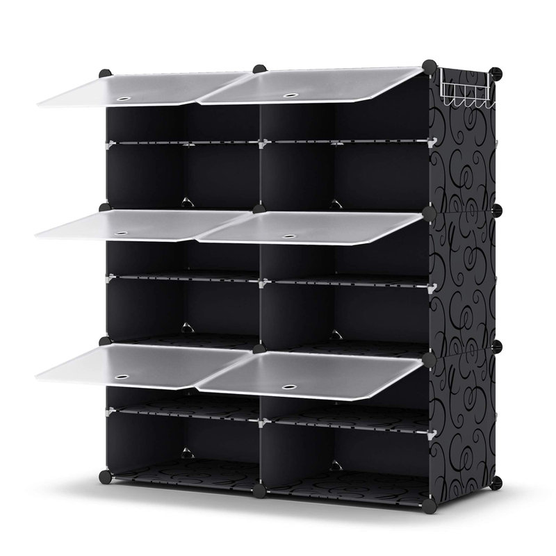 24 Pair Shoe Storage Cabinet, Black
