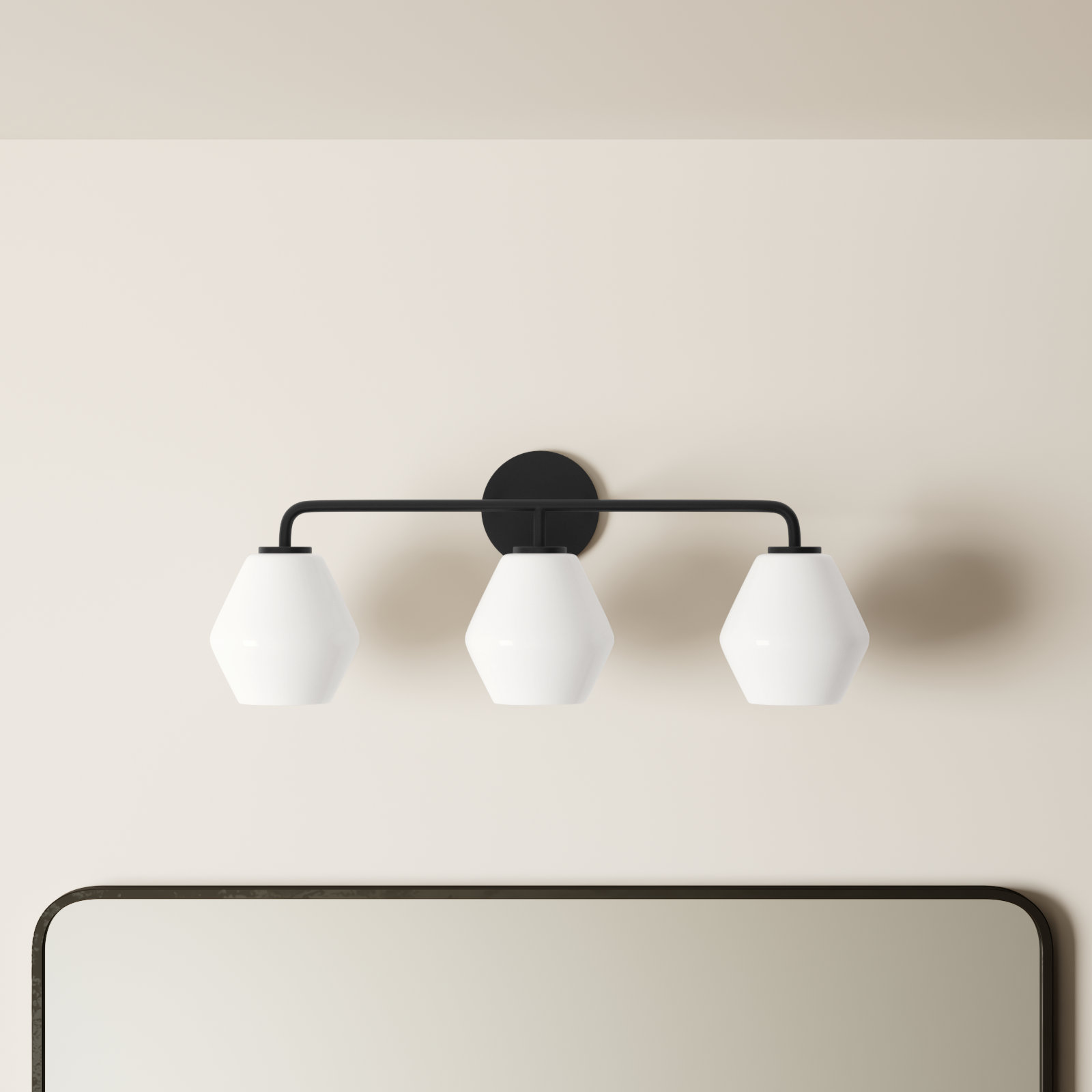 Rooks 3-Light Dimmable Vanity Light, Midnight Black, White