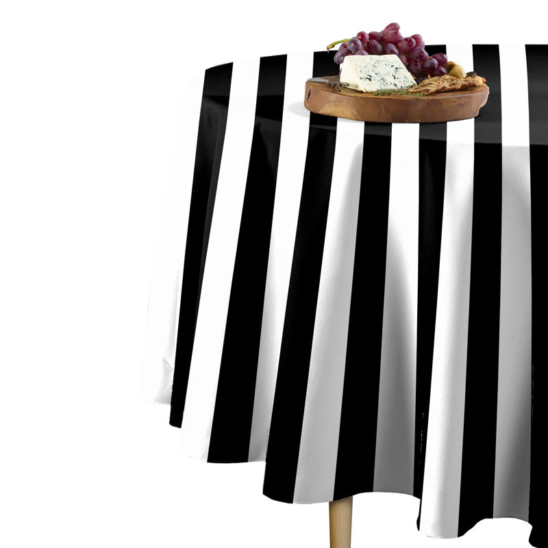 Sam Stripe Tablecloth, 84" L x 84" W, Black