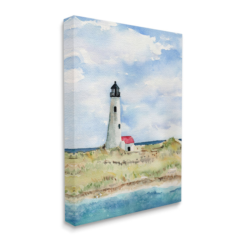 Phare sur la péninsule, paysage côtier doux, Toile tendue, H 40 po x l 30 po