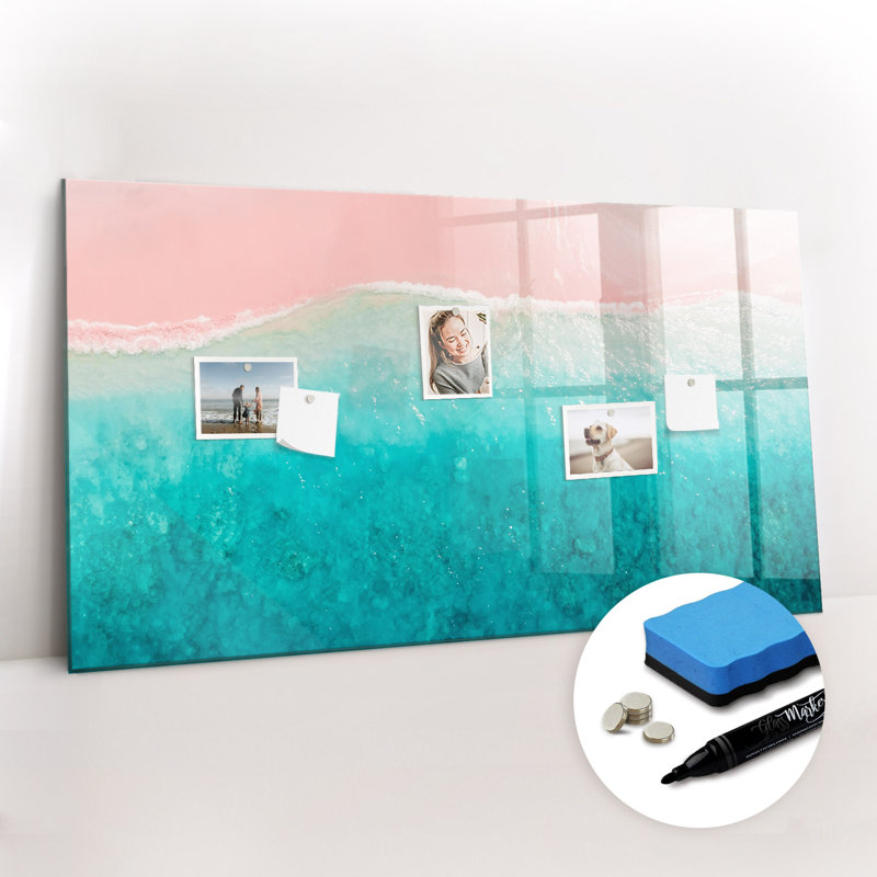 Magnetic Memo Board Whiteboard - 120 x 60 cm - With Marker and Magnets - Beach and sea