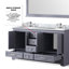 Dark Grey Double Bath Vanity 60 In. W X 22 In. D, Carrara Marble Top, And Faucet Set-117844127
