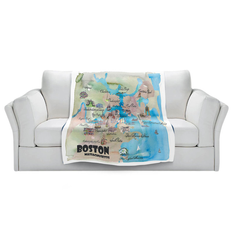  Couverture touristique Boston, 51 po x 60 po