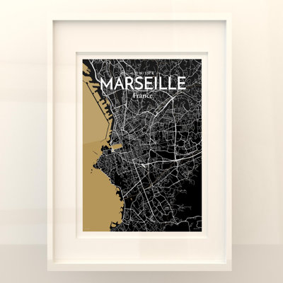 Marseille City Map In Luxe - No Frame Print