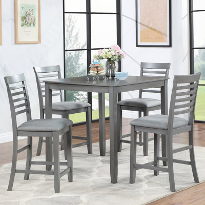 5 Piece Dining Table Set For 4, Counter Height Kitchen Table Set With Square Table