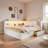 Wood Daybed With Storage Shelves, Usb Ports, Led And 2 Drawers-1055073413