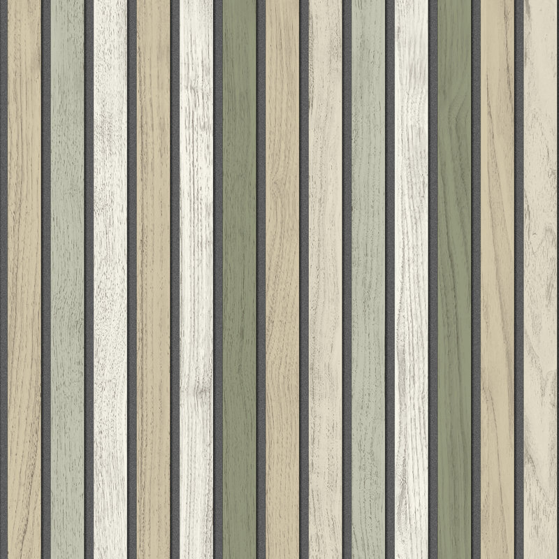 Papier peint rétro vert Slatwork, Vert