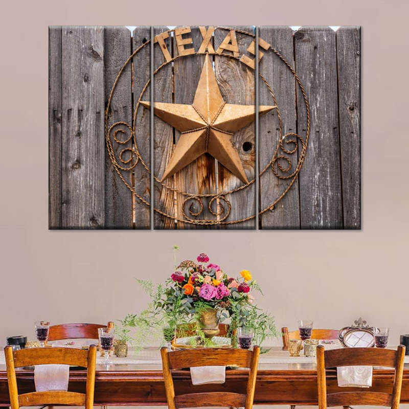Texas Star Wall Art Multi Piece Canvas Print, H 20 po x l 33 po x P 1,25 po