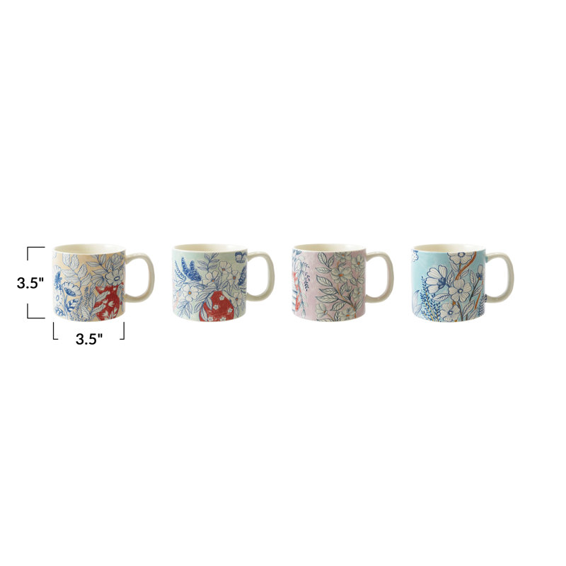 Floral Stoneware Mugs