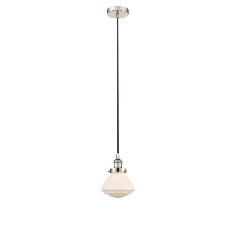 Luminaire suspendu en forme de cloche à 1 lumière Caille, Blanc, Nickel poli