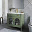 Lavabo de salle de bain de style Mid-Century avec verre à motif et bande lumineuse à capteur de mouvement, lavabo de salle de bain autoportant Farmhouse avec rangement, meuble-lavabo haut de gamme (robinet non inclus)-1637250703-1637250700