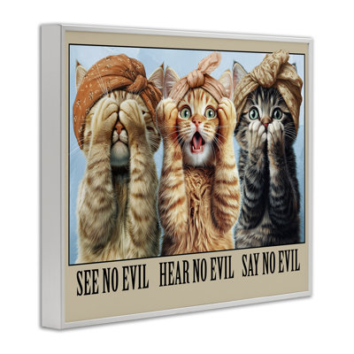 Speak No Evil Cats Framed Giclee, design by Jim Baldwin