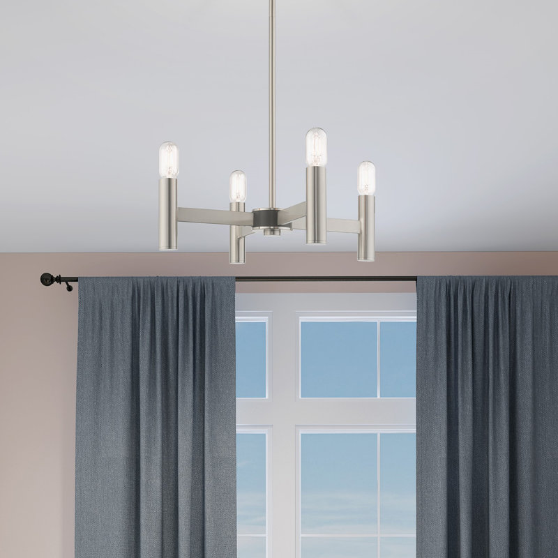 Martella 5-Light Chandelier, Nickel brossé, H 6 po x l 20 po x P 20 po