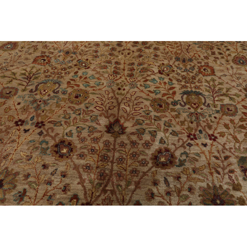 Tapis oriental oriental en laine nouée à la main 250 KPSI Agra de 7 pi 8 po x 9 pi 10 po beige / gris / rouille