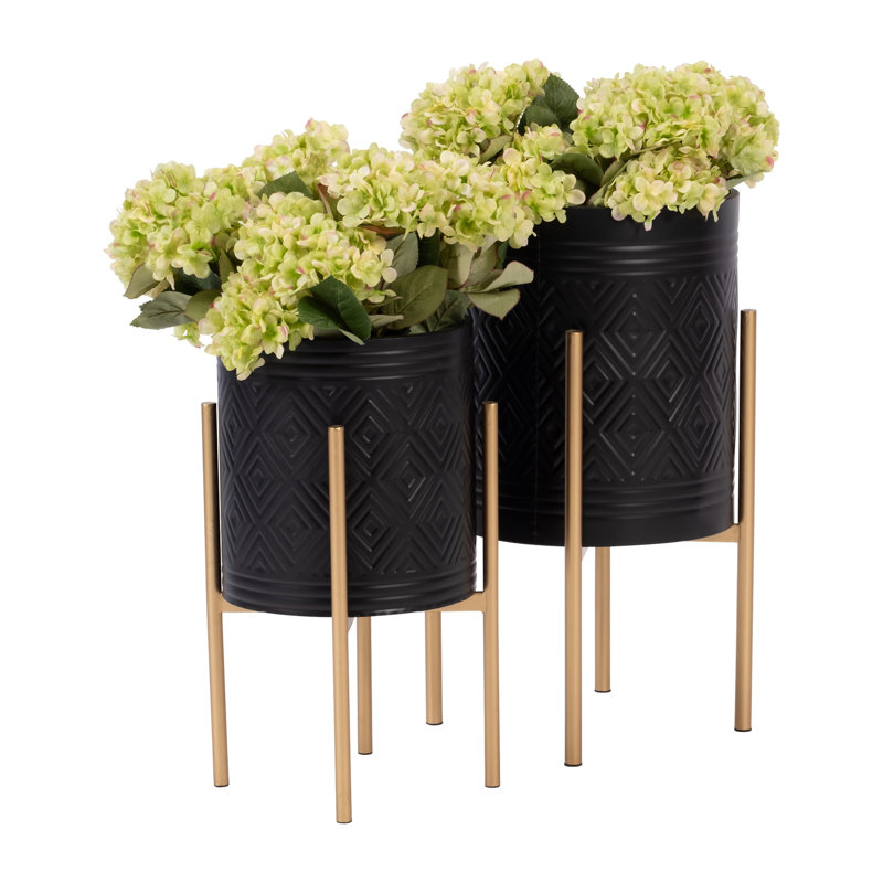 S/2 Aztec Planter On Metal Stand