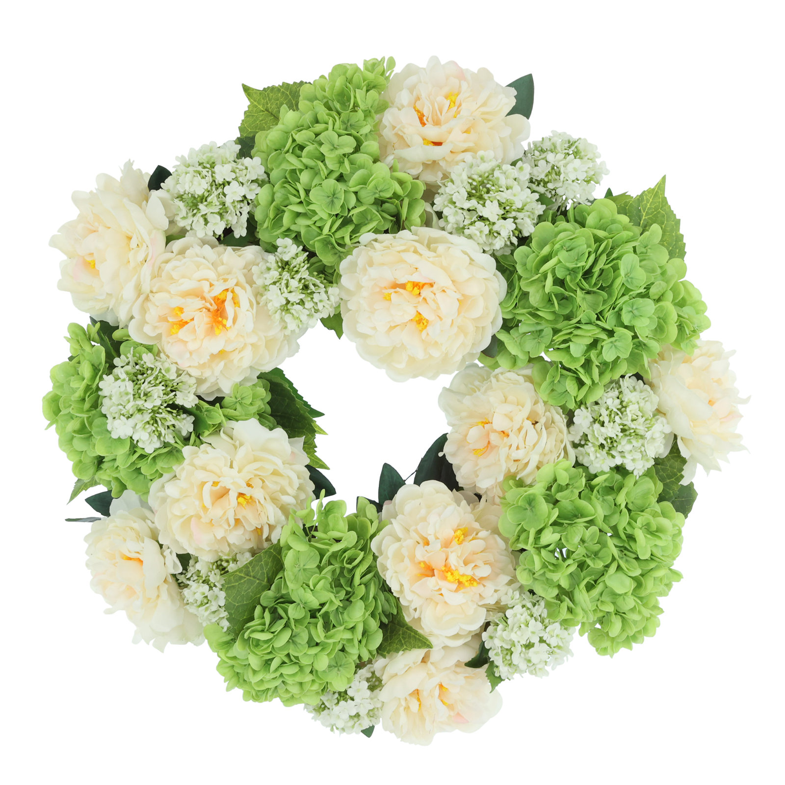 22" Spring Wreath with Real-Touch Hydrangeas and Peonies