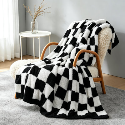 Couverture en microfibre douce et confortable pour canapé, chambre à coucher et salon, couverture en peluche chaude et légère, conception en damier