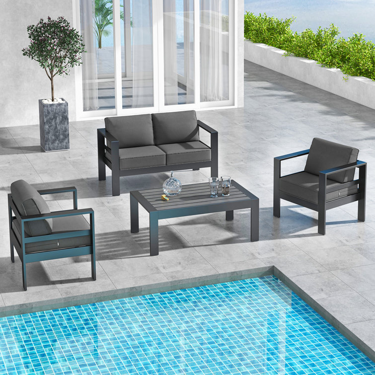 Arnhildur 4 - Person Patio Conversation Sets with Cushions