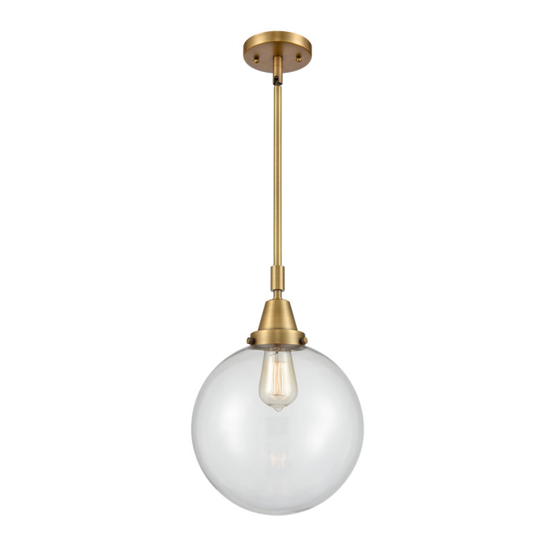 Luminaire suspendu sphère 1 lumière Lorri, H 44,88 po x l 10 po x P 10 po, Clair, Laiton brossé
