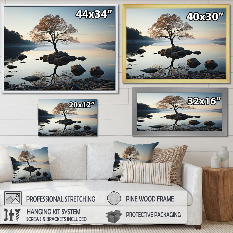 Lakeside Nature Serenity, Cadre flottant noir, H 30 po x l 40 po x P 1,5 po