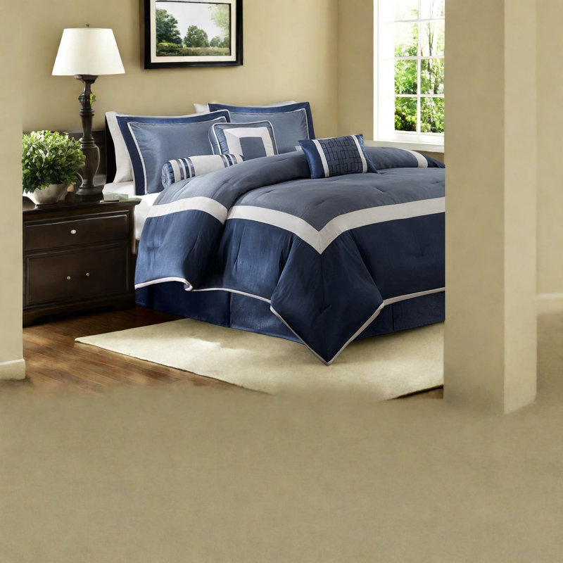 Ensemble de literie luxueuse 7 pièces, polyester confortable, conception marine moderne pour la maison