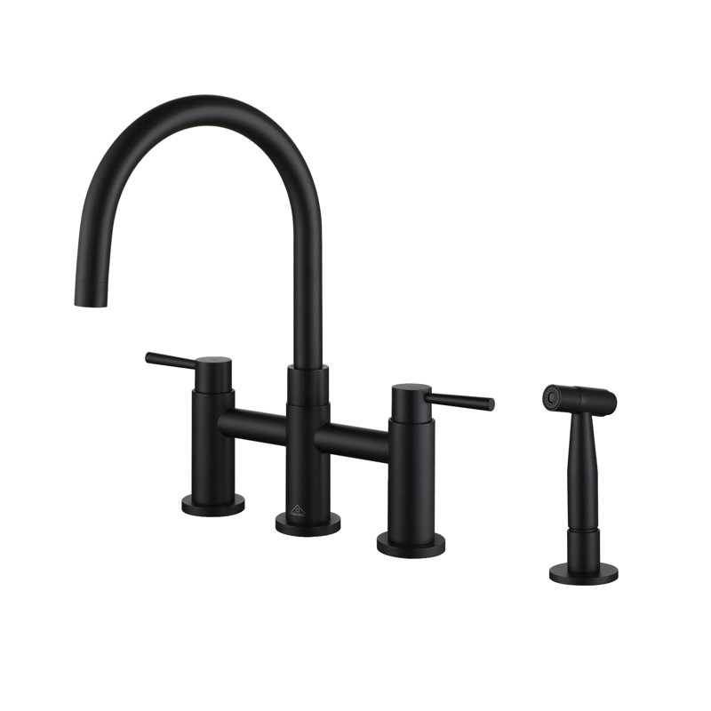 Sleek Bridge Kitchen Faucet with Side Spray 1.8 GPM, Matte Black