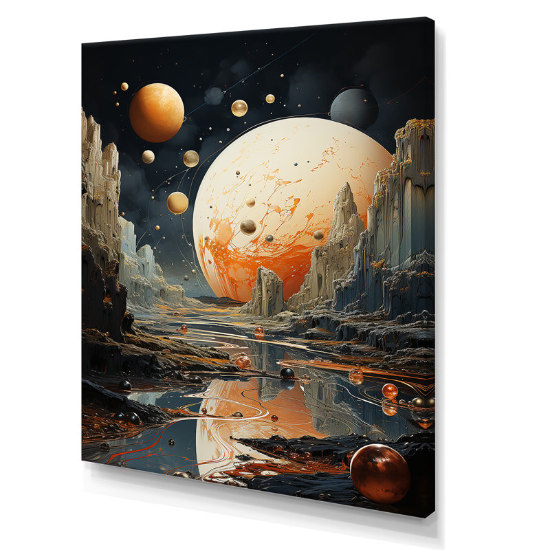 Cosmic Space Odyssey Landscape III - Art mural de la planète espace, Toile tendue, H 20 po x l 12 po x P 1 po