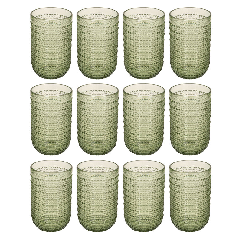Verres ronds en verre à pois surélevés, Vert