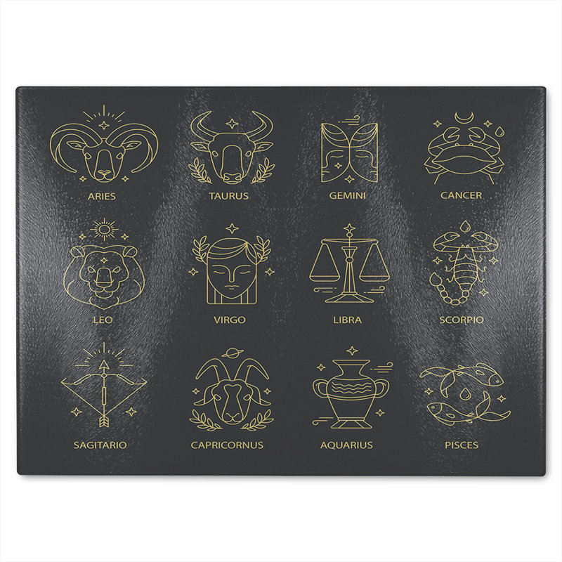 Zodiac Sign  Dining Glass Chopping Board, 40cm L x 28cm W