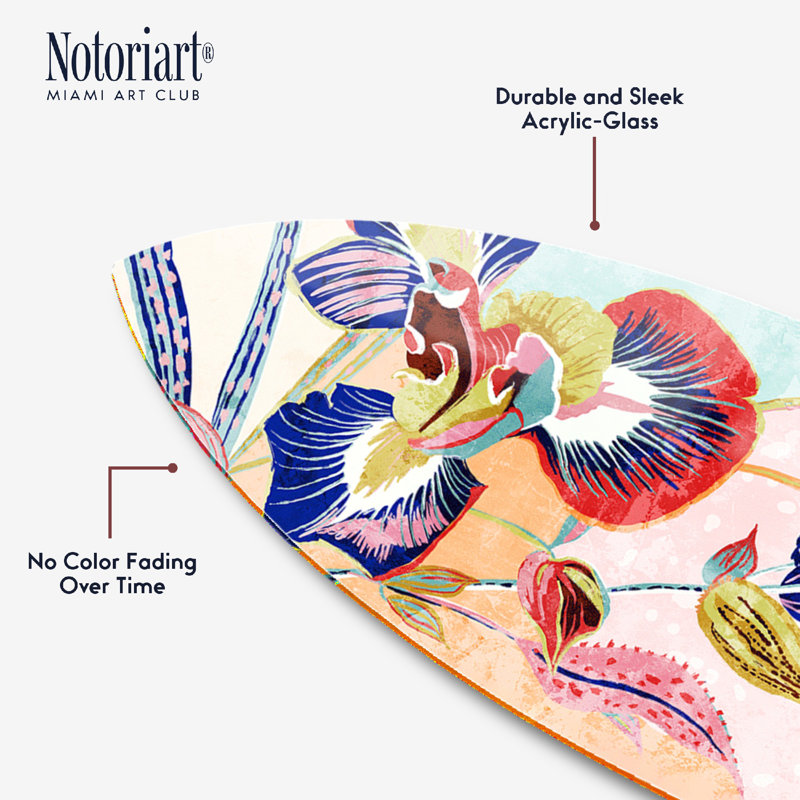 Floral Hue Acrylic Surfboard Wall Art Set, 15" x 60", Multicolor