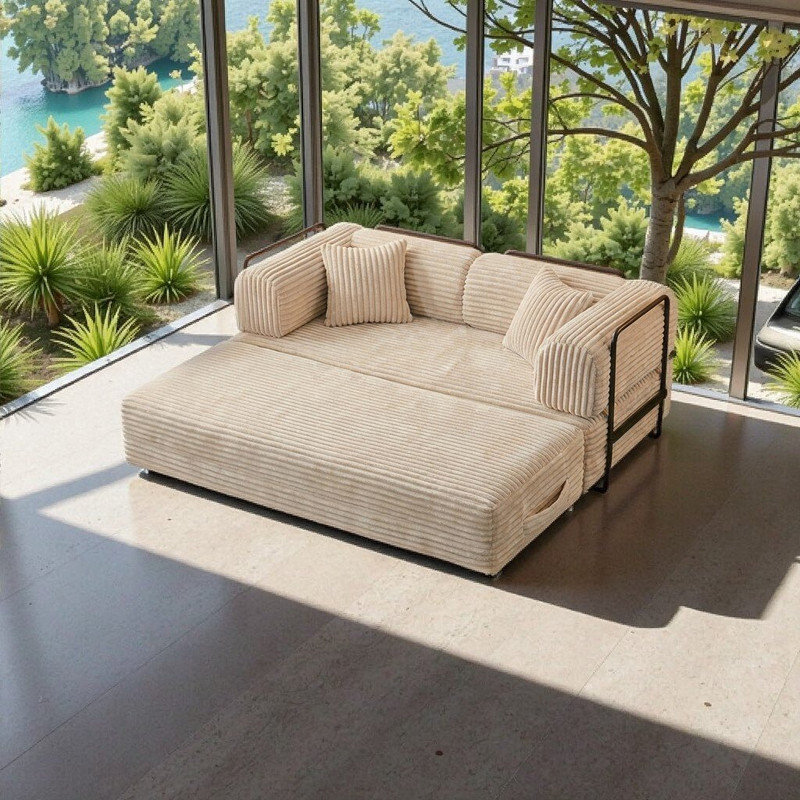Canapé-lit modulaire 3 en 1 3 pièces, Beige