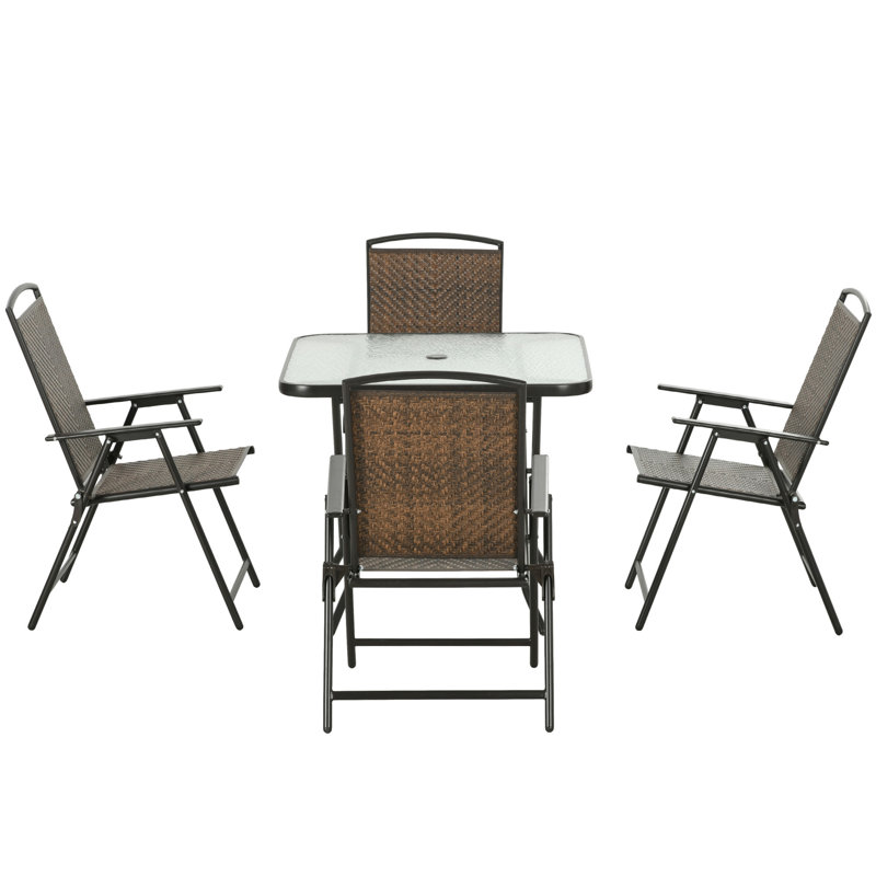 Sridivith Round 4 - Person 33.5'' L Outdoor Restaurant Dining Set,Picnic Table