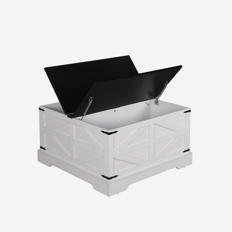 Table basse campagnard rustique, Noir, noir, noir, noir, Blanc