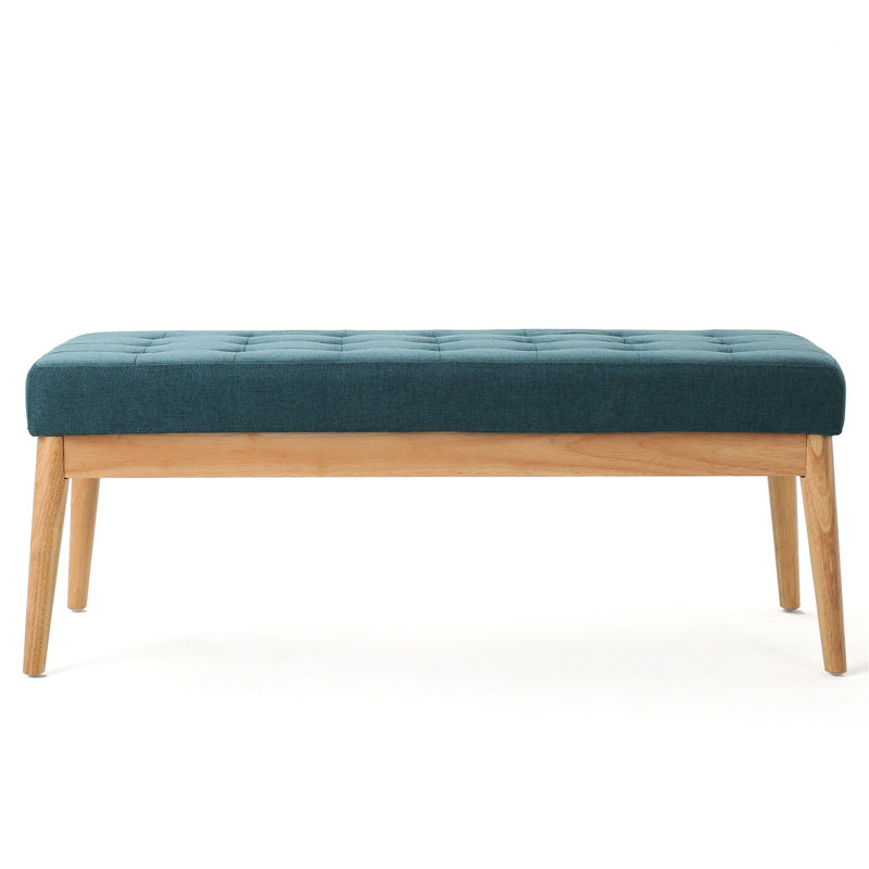 Teal Upholstered With Mid-Century Design And Blend Contemporary Style Fabric Upholstery Birch Wood Base