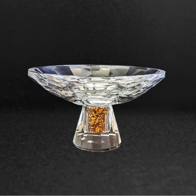 Rosdorf Park Mangan Crystal Fruit Bowl, 4.5" H x 9.5" W x 9.5" D, Gold