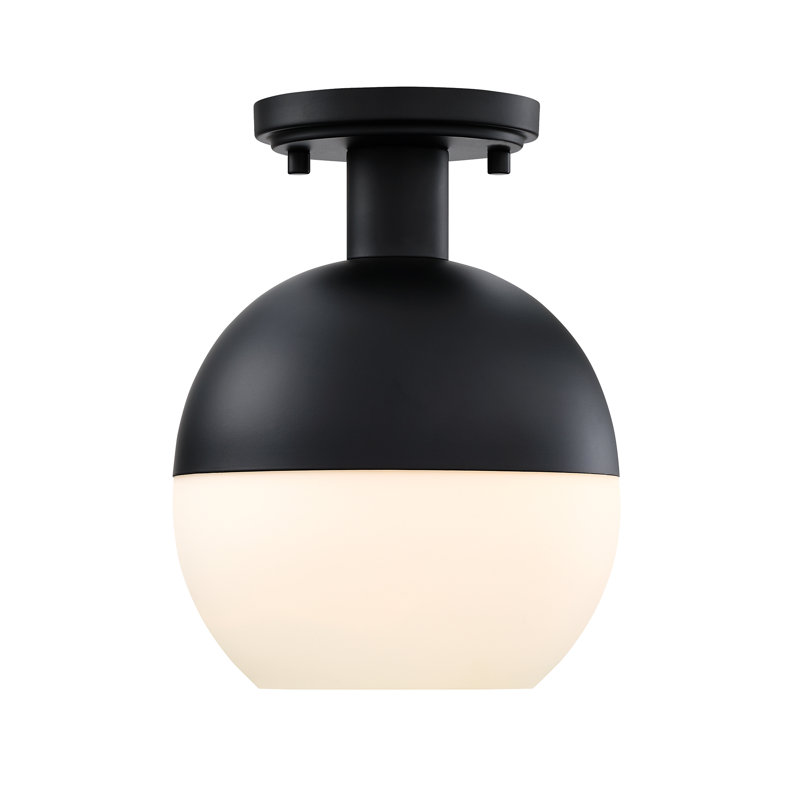 Plafonnier semi-encastré Mid-Century 1 lumière Schoch, Noir mat