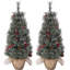 Arbre de Noël artificiel 3 pi avec 78 lumières blanches chaudes, arbre de Noël en pot floqué avec grappes de baies, à piles, pour porte d'entrée, porche