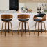 Tabourets pivotants modernes en similicuir de 26 po, tabourets de comptoir en bois avec accoudoirs et repose-pieds
