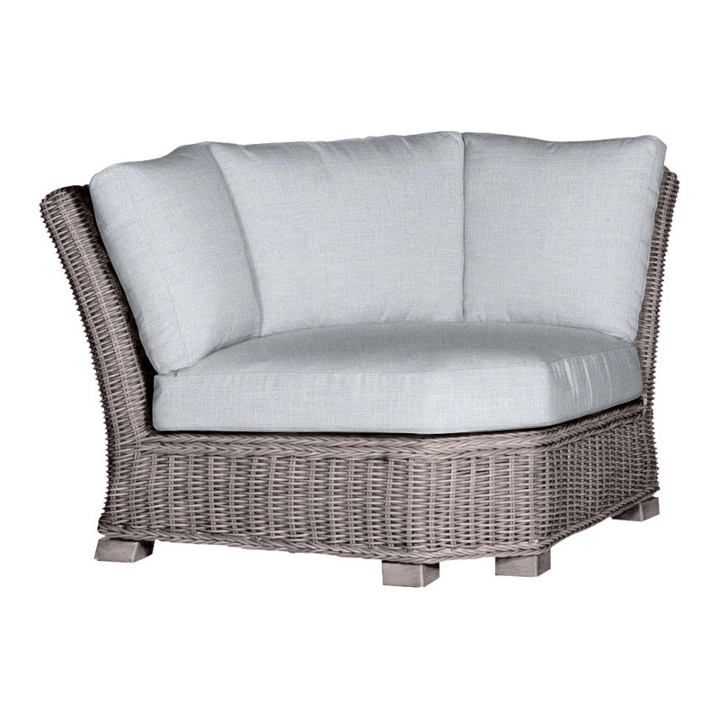 Rustic Woven Sectional Corner, Rollo Chambray InsideOut® Linen, No Welt, Oyster