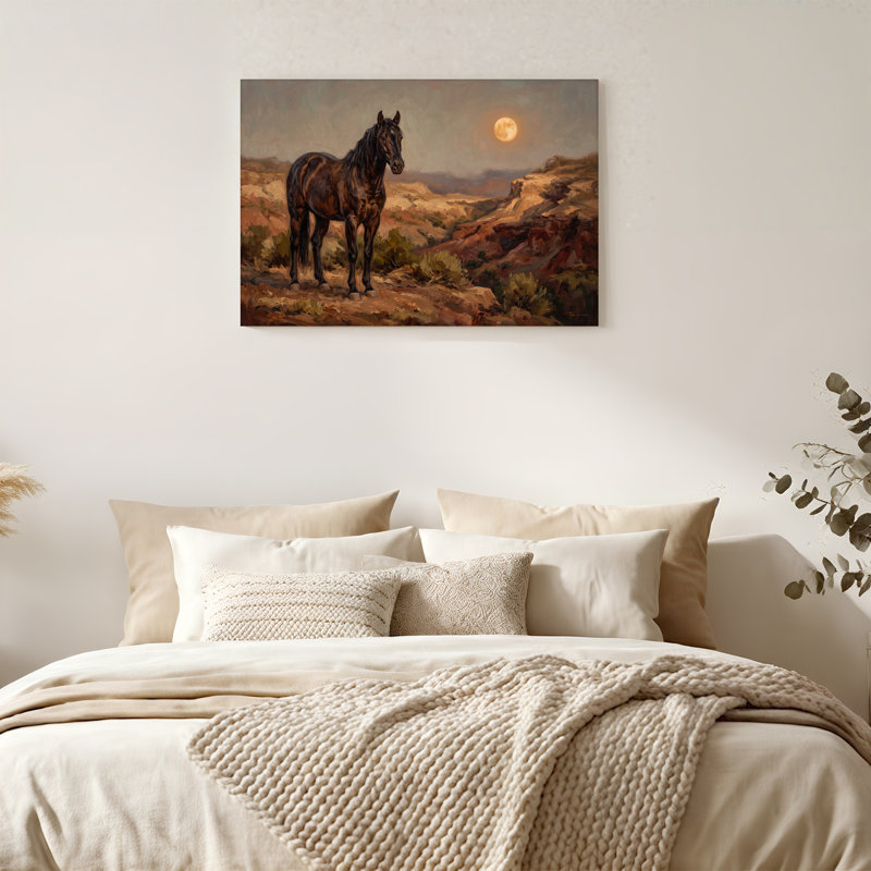 Art mural sur toile Dark Horse in Desert Canyon, H 20 po x l 30 po