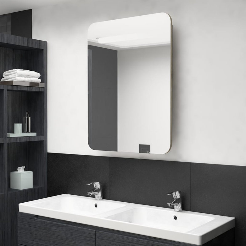 Lirah Surface Mirrored Bathroom Cabinets with Mirror and 2, Oak