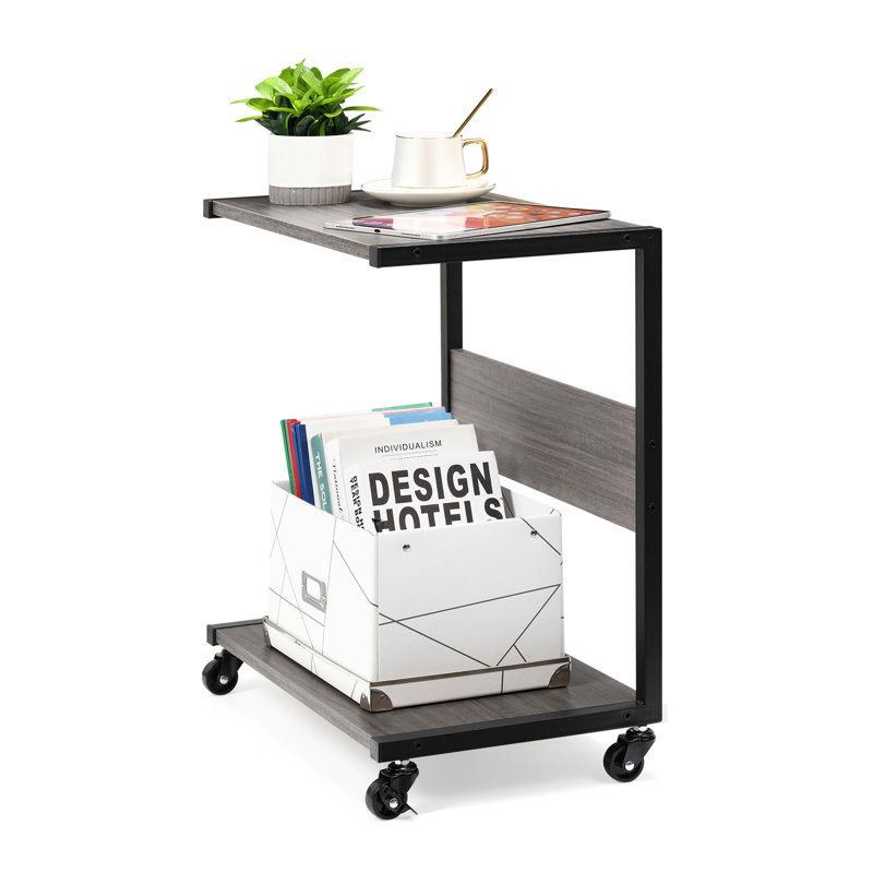 Solid Wood Top End Table, Gray