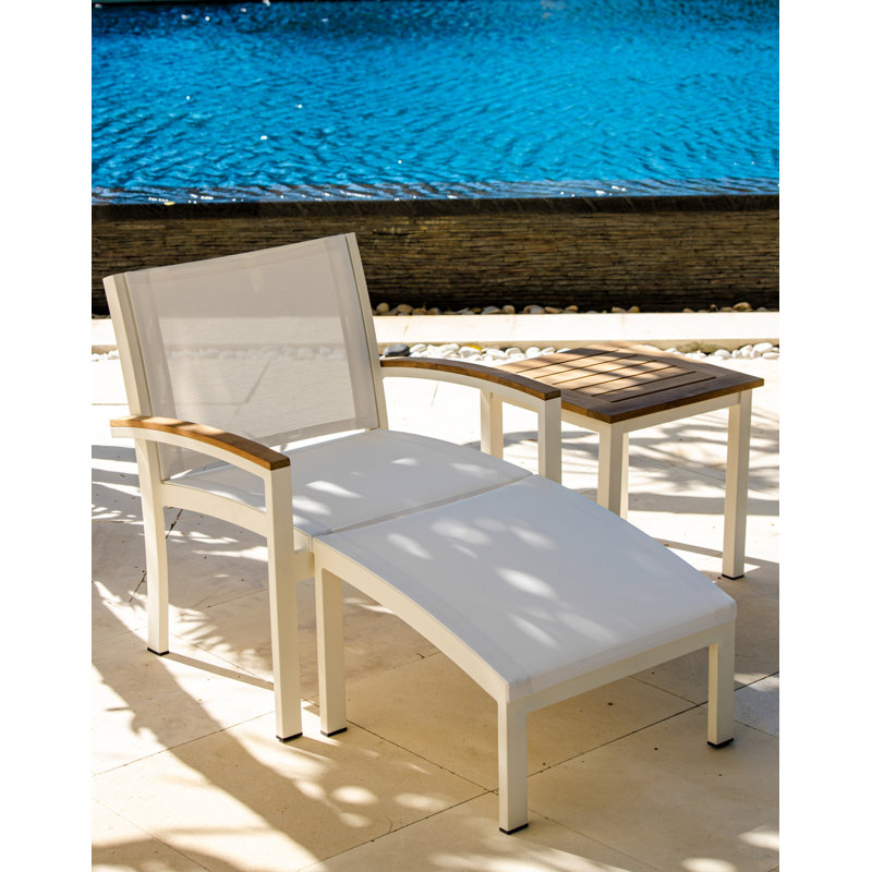 Soho 20" Teak Aluminum Outdoor Tall Square Side Table, White