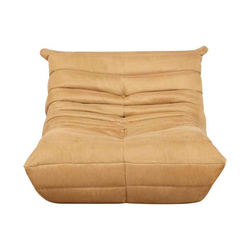 Chaise d'appoint de luxe en microfibre touffetée et confortable, Brun